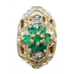 A3977 14K SLIDE WITH EMERALD CLUSTER CENTER & 2 DIAMONDS 